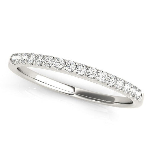Alliance de mariage festonnée en or blanc 14 carats et diamants (0,17 carat total)