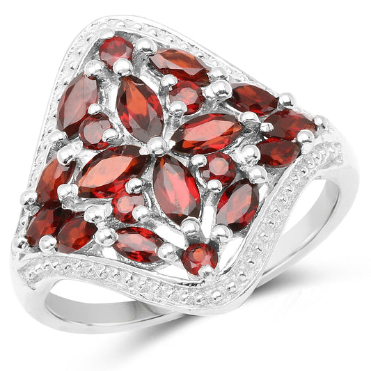 Bague en argent sterling 925 avec grenat véritable de 2,24 carats