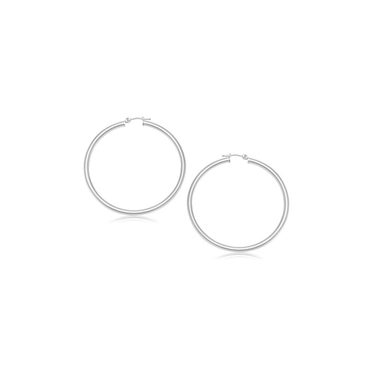Créoles en or blanc 14 carats polies (15 mm)