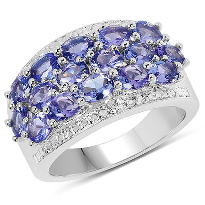 2.72 Carat Genuine Tanzanite .925 Sterling Silver Ring