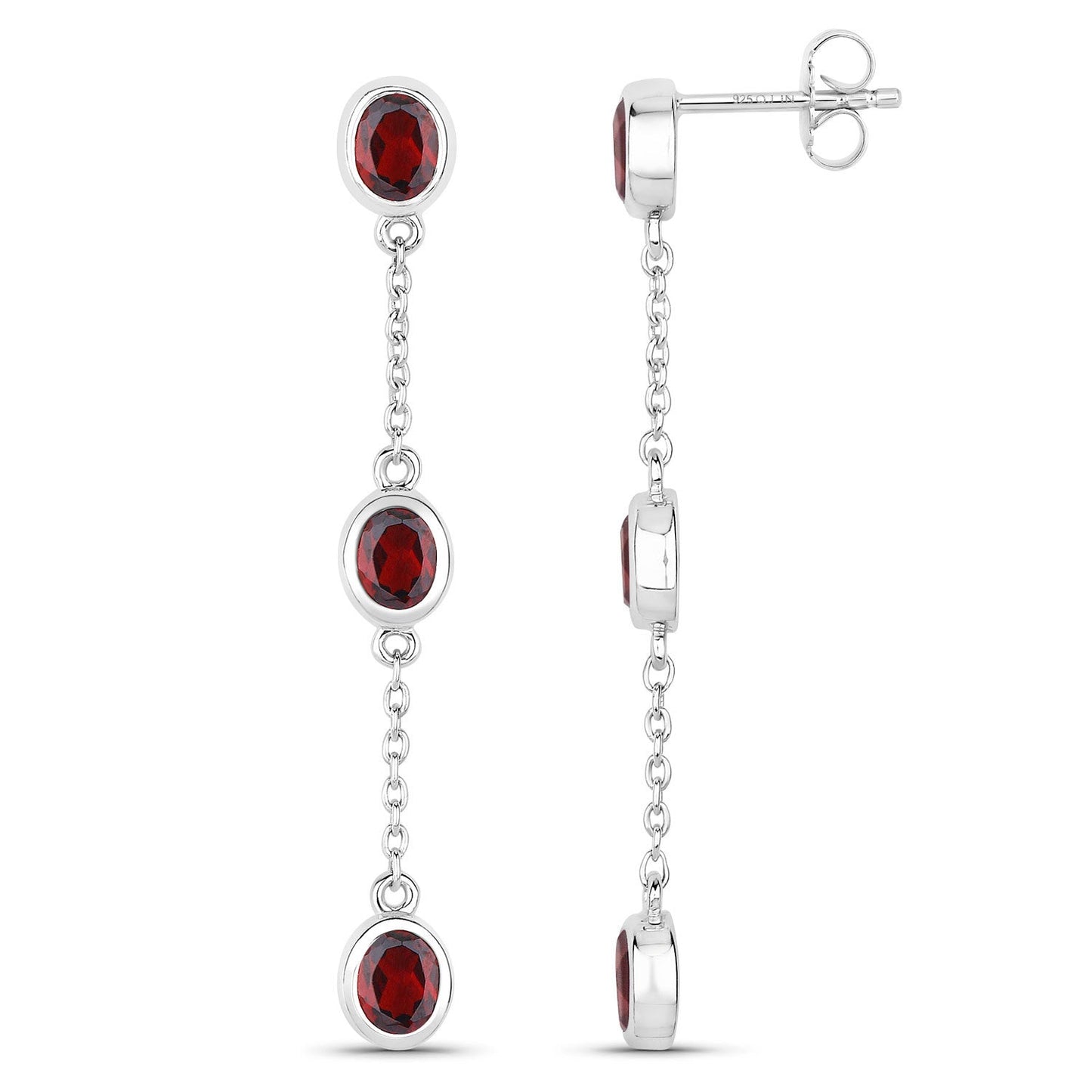 2.70 Carat Genuine Garnet .925 Sterling Silver Earrings