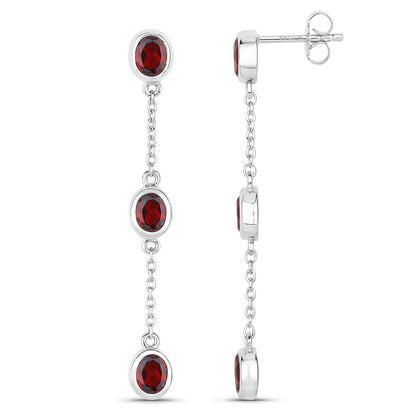 2.70 Carat Genuine Garnet .925 Sterling Silver Earrings