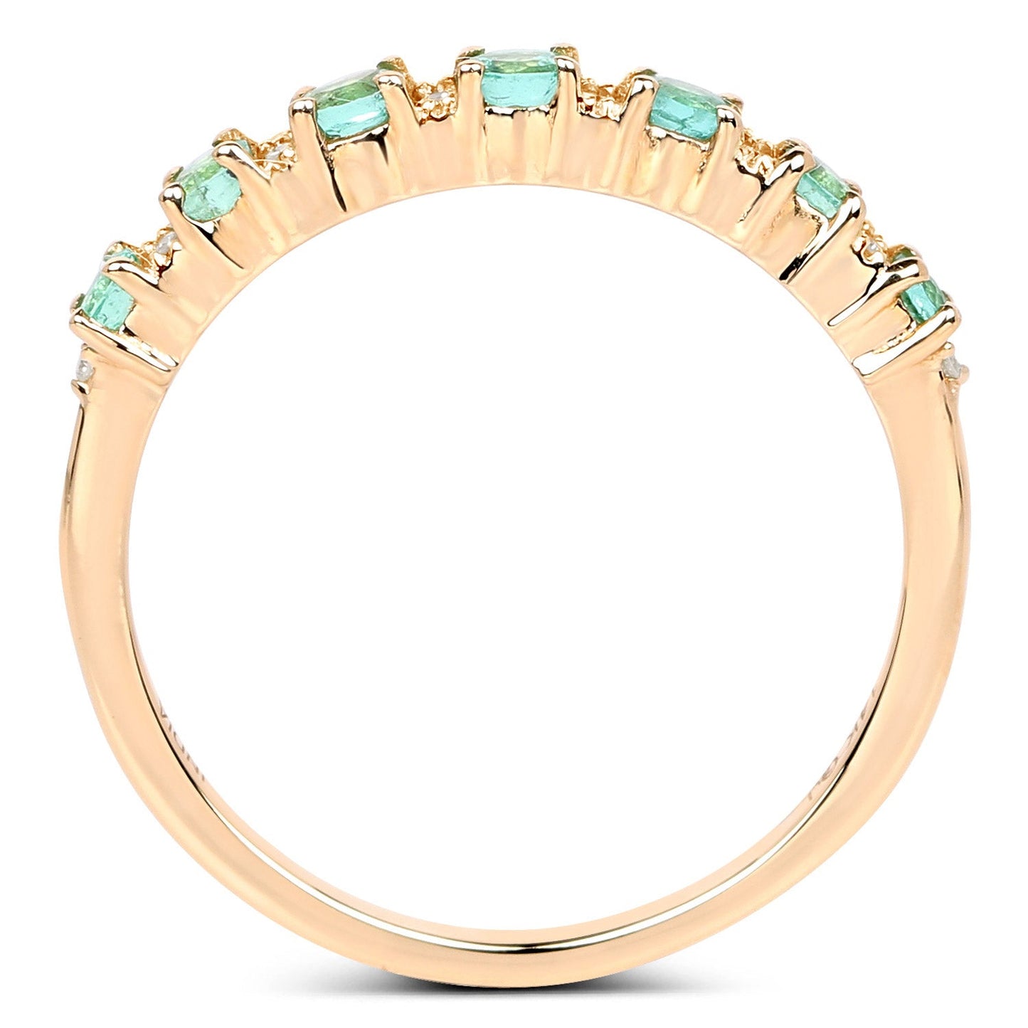 0.41 Carat Genuine Zambian Emerald and White Diamond 14K Yellow Gold Ring