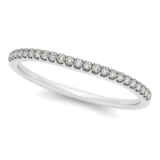Alliance en or blanc 14 carats sertie de diamants ronds (1/10 carat au total)