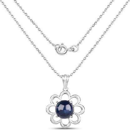 4.65 Carat Genuine Blue Sapphire .925 Sterling Silver Pendant
