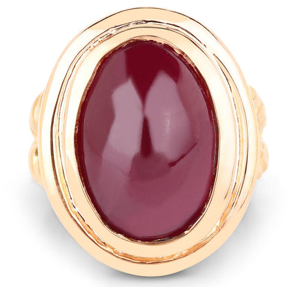 14K Rose Gold Plated 17.60 Carat Genuine Glass Filled Ruby .925 Sterling Silver Ring