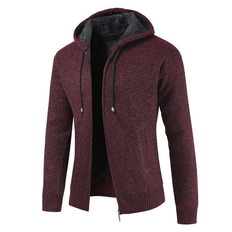 2026 Cross-Border Ebay Autumn And Winter New Men's Thickened Fleece Cardigan Sweater Men's Hooded Cardigan Jacket