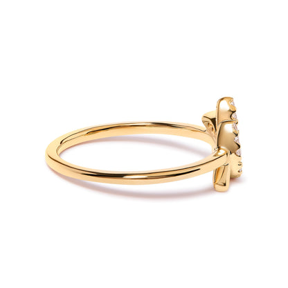 10K Yellow Gold 1/10 Cttw Diamond Leaf and Branch Ring (H-I Color, I1-I2 Clarity) - Ring Size 7