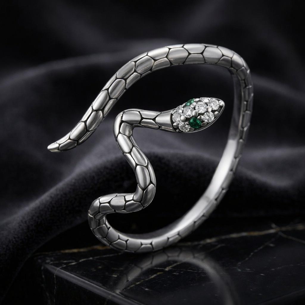 925 Sterling Silver Pavé Setting CZ Oxidized Silver Ring for Women