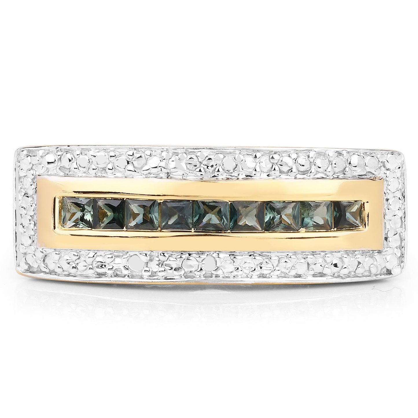 1.08 Carat Genuine Green Sapphire .925 Sterling Silver Ring