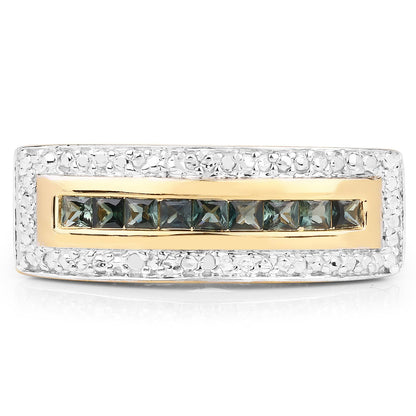 1.08 Carat Genuine Green Sapphire .925 Sterling Silver Ring