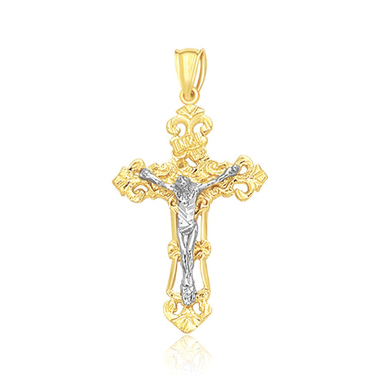 Pendentif Croix Or Bicolore 14k