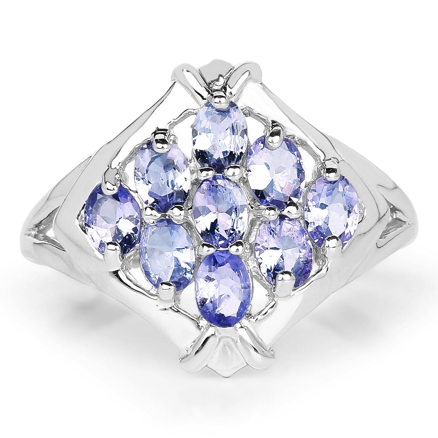 1.53 Carat Genuine Tanzanite .925 Sterling Silver Ring