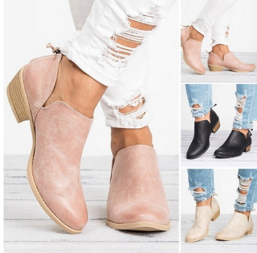 Zapatos de mujer de otoño Botines retro de tacón alto