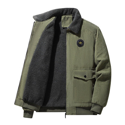 Men's Thickened Lamb Wool Cotton Corduroy Lapel Jacket