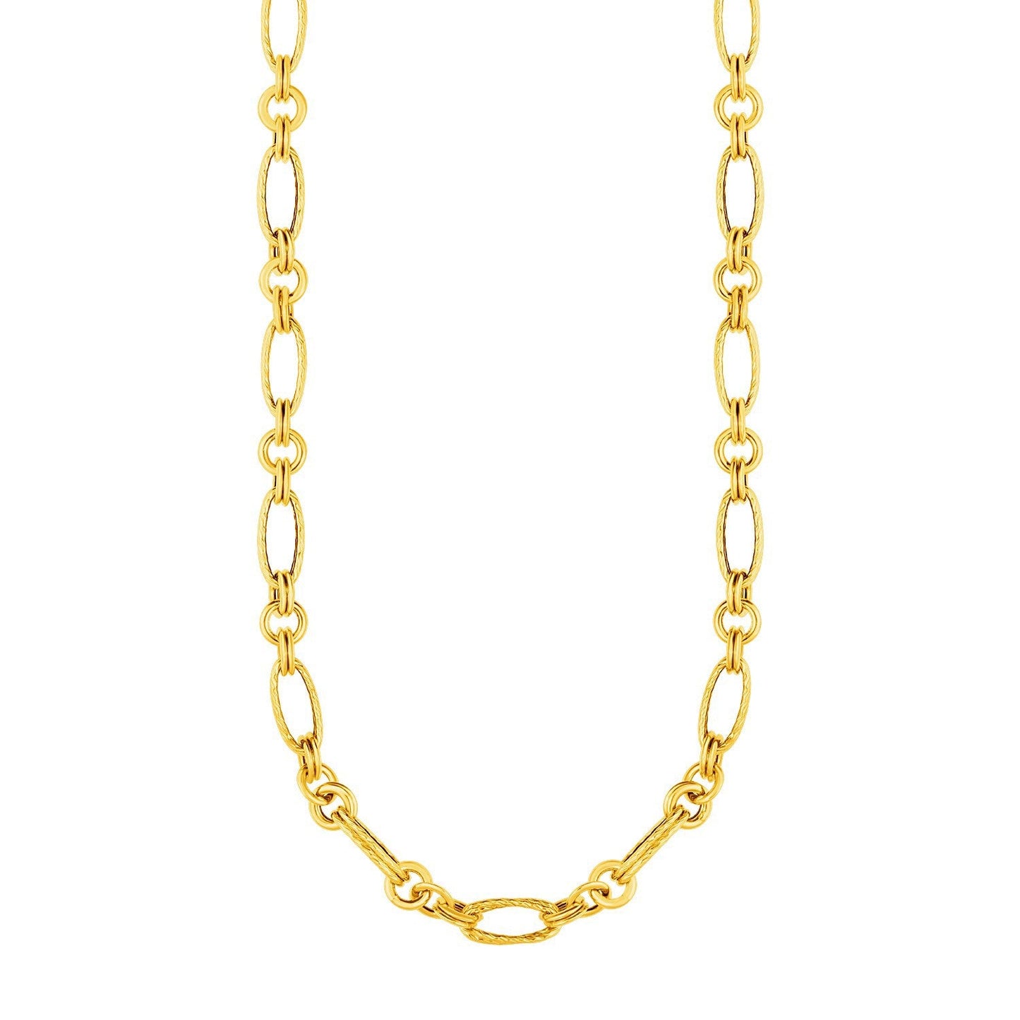 14k Yellow Gold Twisted and Polished Link Necklace
