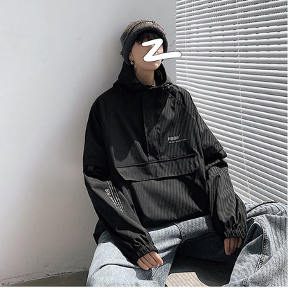 Men's Hooded Windbreaker Bomber Jacket Sportswear