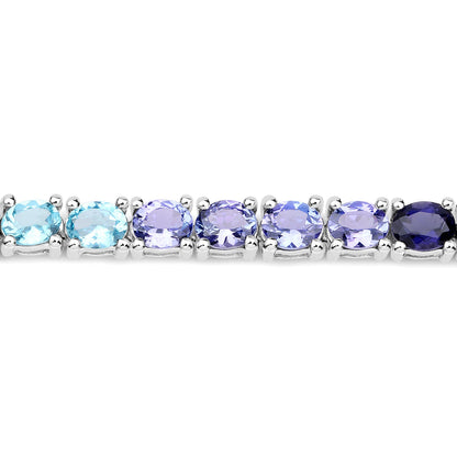 12.04 Carat Genuine Multi Stone .925 Sterling Silver Bracelet