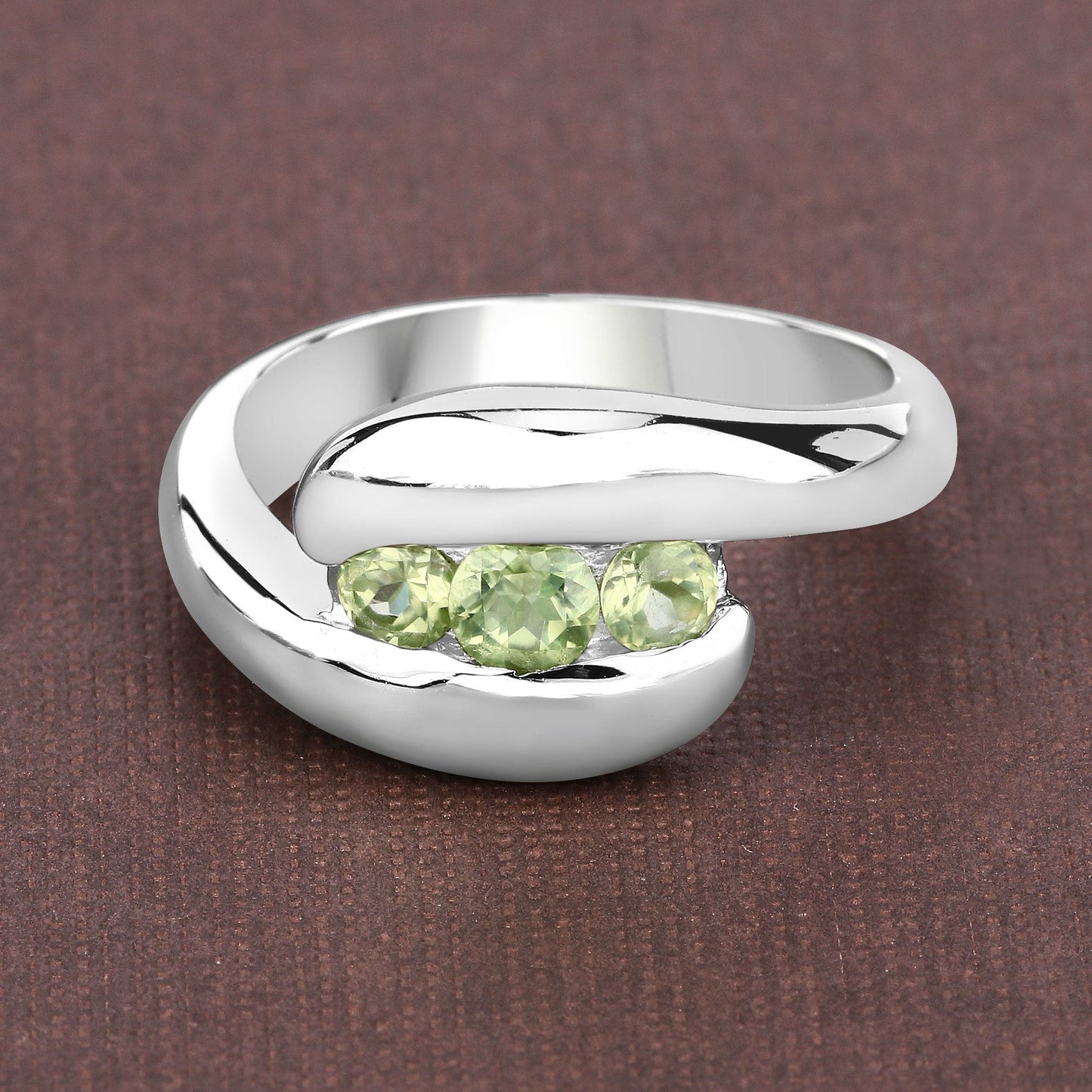 0.56 Carat Genuine Peridot .925 Sterling Silver Ring