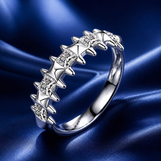 925 Sterling Silver 0.24cm White Gold Plated Ring with CZ for Women Size 6
