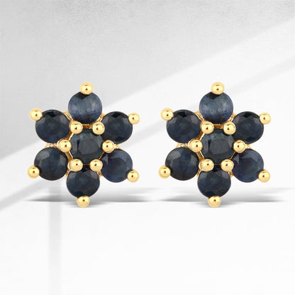 0.84 Carat Genuine Blue Sapphire 10K Yellow Gold Earrings