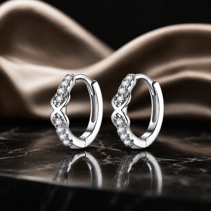 925 Sterling Silver Plated Platinum CZ Pavé Earrings for Women