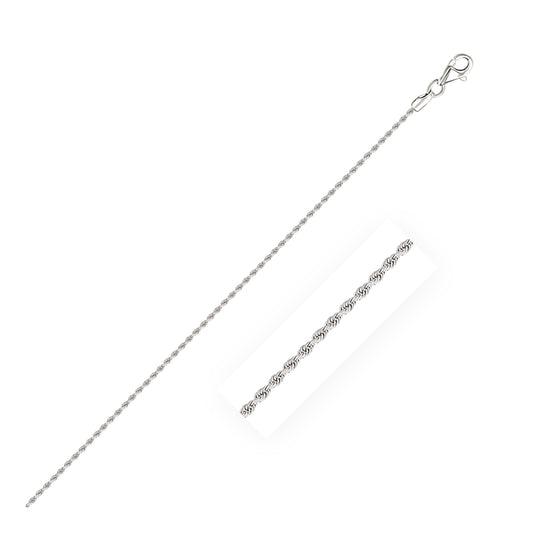 Bracelet Corde Coupée Diamant en Or Blanc 14 carats Massif 1,5 mm