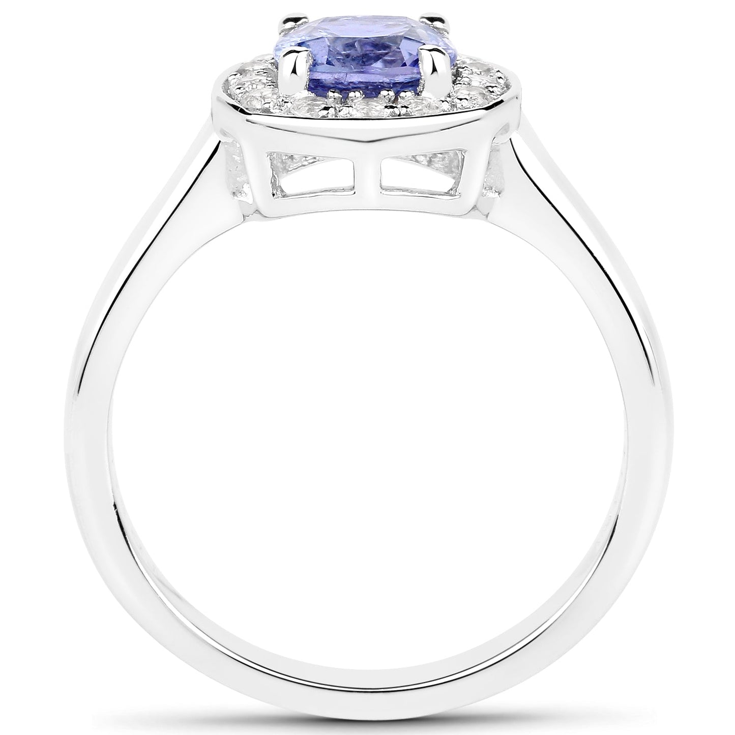 1.51 Carat Genuine Tanzanite and White Topaz .925 Sterling Silver ring