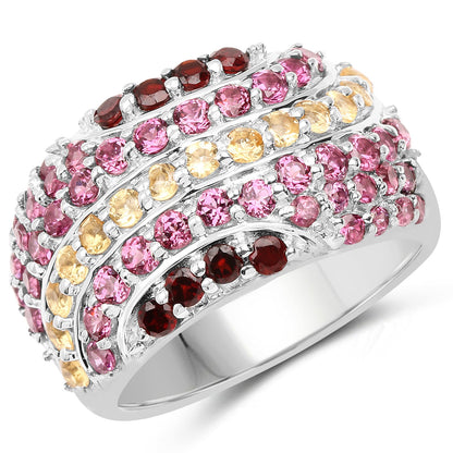 2.35 Carat Genuine Multi Stone .925 Sterling Silver Ring