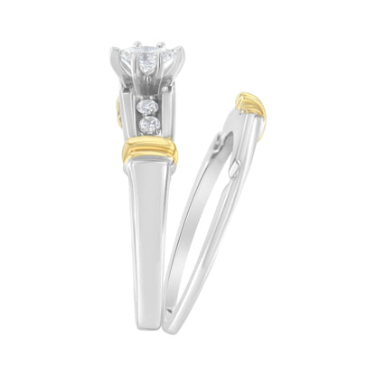 14K Yellow and White Gold 1/3 Cttw Marquise Diamond Cocktail Engagement Ring Set (H-I Color, SI1-SI2 Clarity) - Size 7