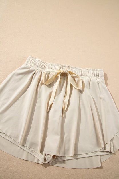 Drawstring High Waist Lined Active Skorts