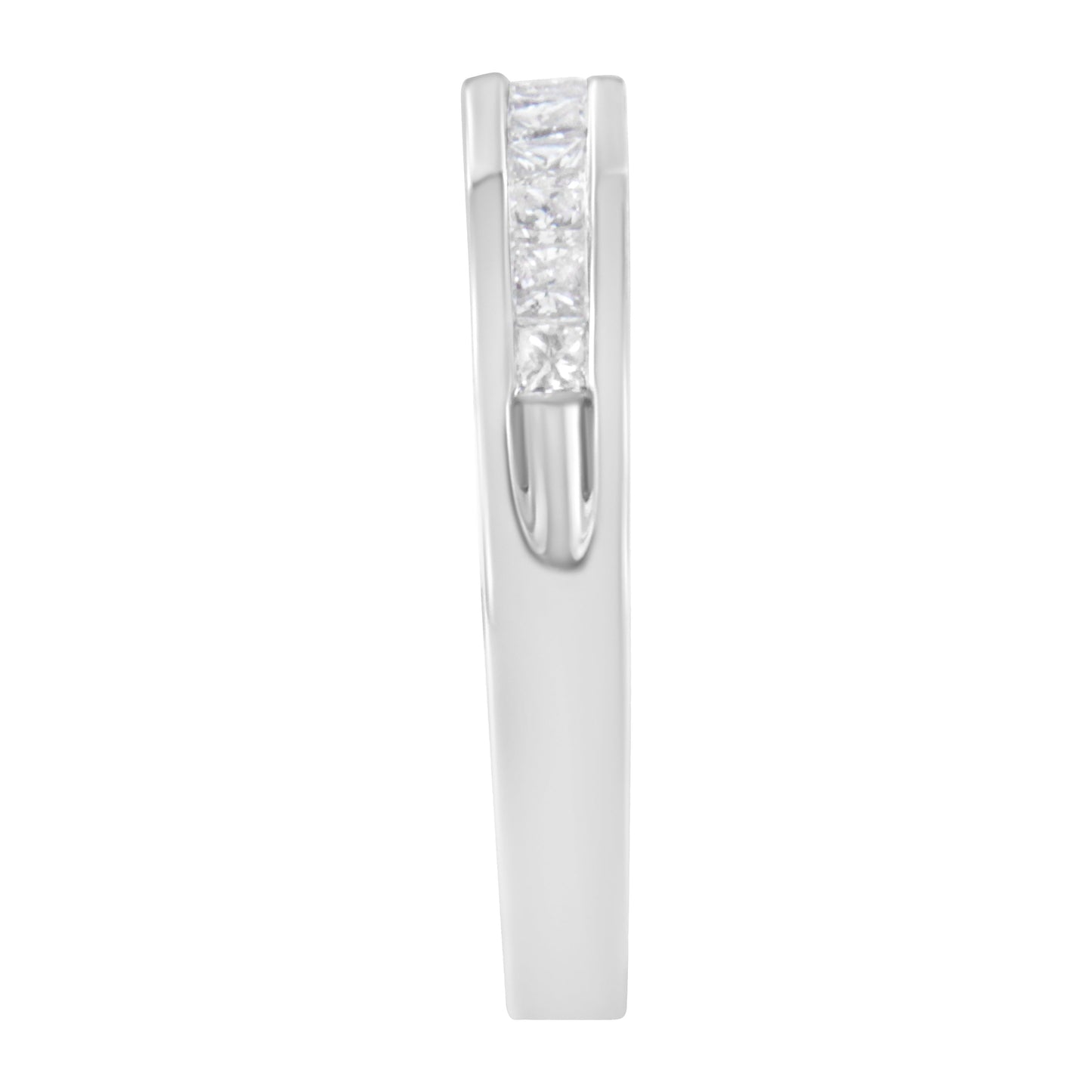 .925 Sterling Silver 1/2 Cttw Princess-Cut Diamond Channel-Set Half-Eternity Wedding or Anniversary Band Ring (H-I Color, I2 Clarity) - Size 6