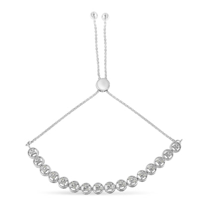 .925 Sterling Silver 1/4 cttw Round-cut Diamond Bolo Bracelet (I-J Color, I3 Clarity)