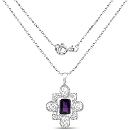 7.80 Carat Genuine Amethyst .925 Sterling Silver Pendant