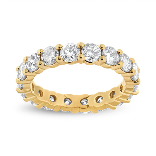 Bague Éternité en Or Jaune 14 carats avec Diamants Ronds 3,00 carats sertis à griffes partagées (Couleur J-K, Clarté VS1-VS2) - Taille 7