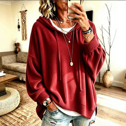 2026 European And American Women's Fashion Amazon Independent Store Hooded Drawstring Woven Corduroy Sweatshirt Jacket Loose Top