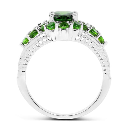2.28 Carat Genuine Chrome Diopside .925 Sterling Silver Ring