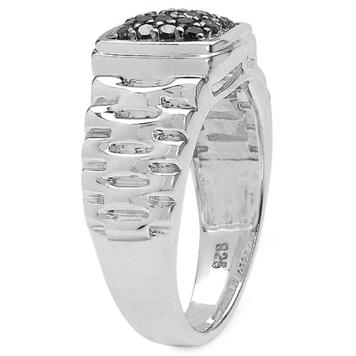 0.22 Carat Genuine Black Diamond .925 Sterling Silver Ring