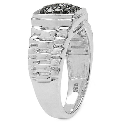 0.22 Carat Genuine Black Diamond .925 Sterling Silver Ring