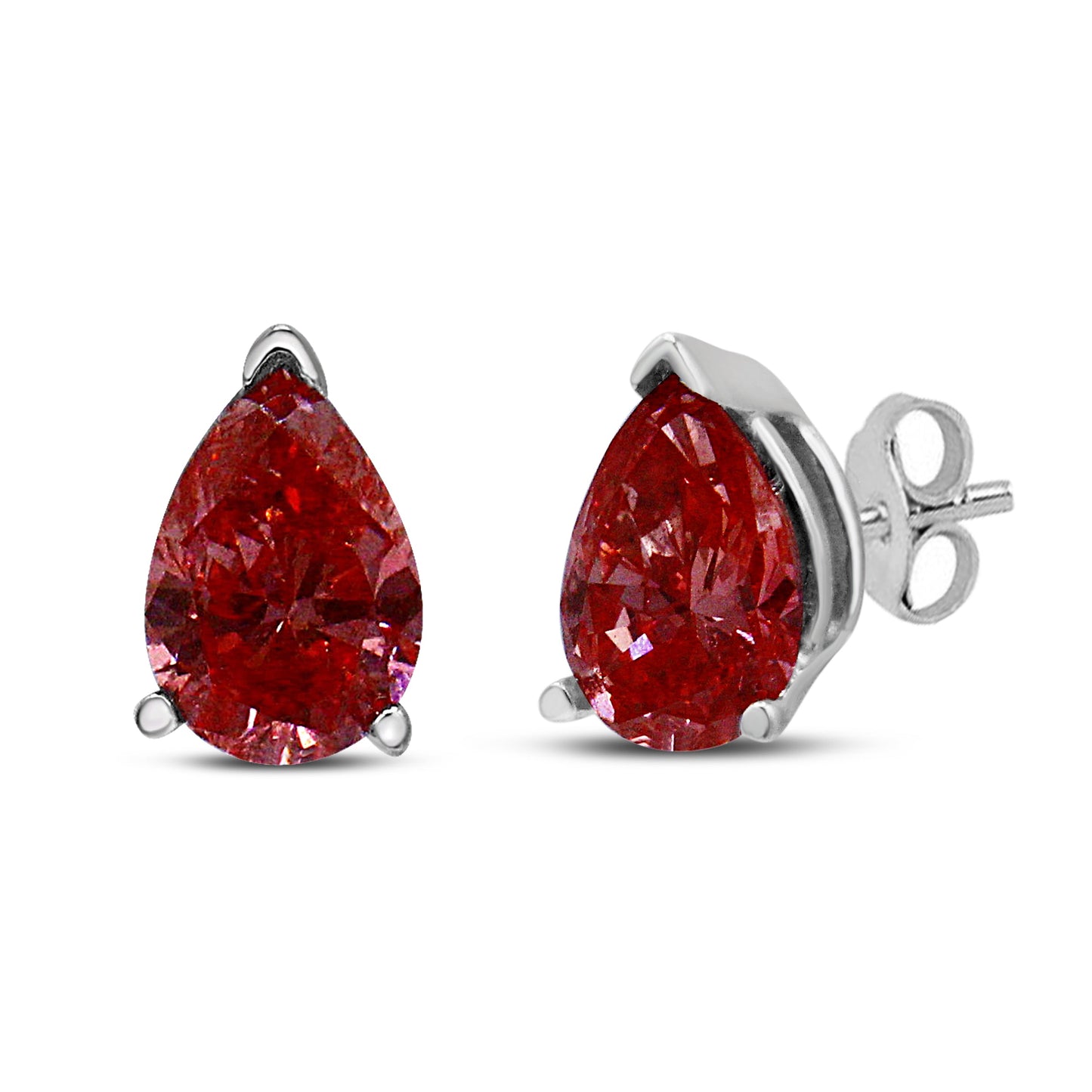 14K White Gold 1/2 Cttw Lab Grown Pink Pear Diamond 3 Prong Set Martini Solitaire Stud Earrings (Pink Color, VS2-SI1 Clarity)