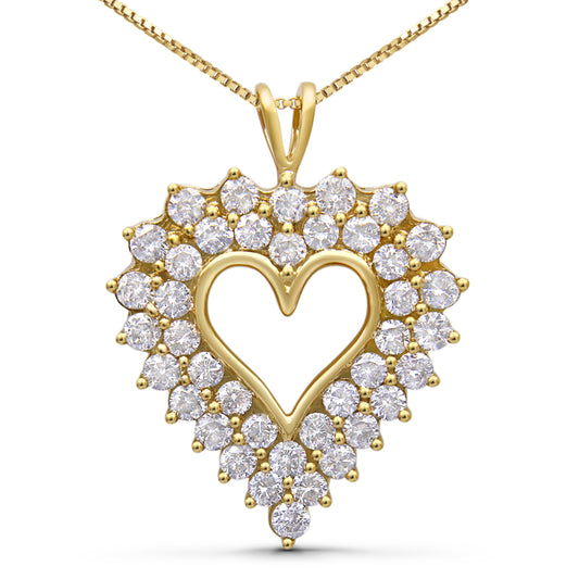 Collier Pendentif Cœur 18" Plaquée Or Jaune 14K sur Argent Sterling .925, 4.0 Cttw Diamant Monture Invisible (Couleur J-K, Clarté I1-I2)