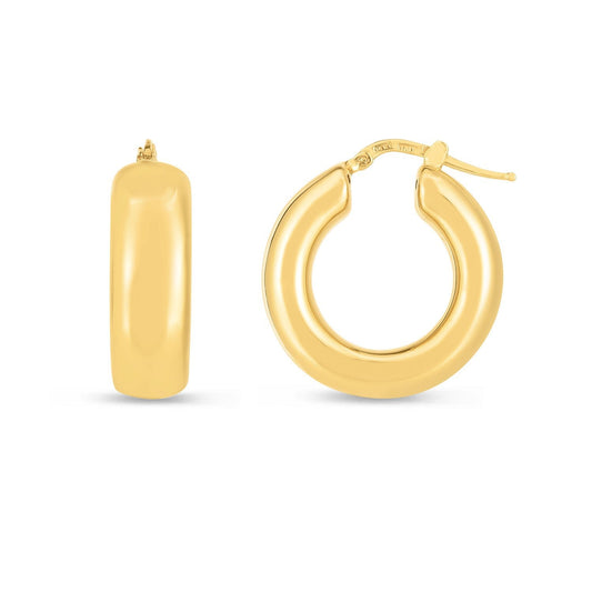 Créoles moyennes bombées en or jaune 14 carats
