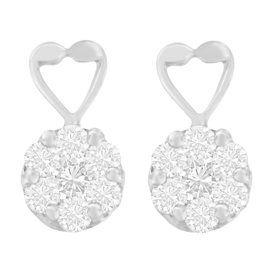 Boucles d'oreilles en or blanc 14 carats, diamant taille ronde 1,25 carat (H-I, I1-I2)