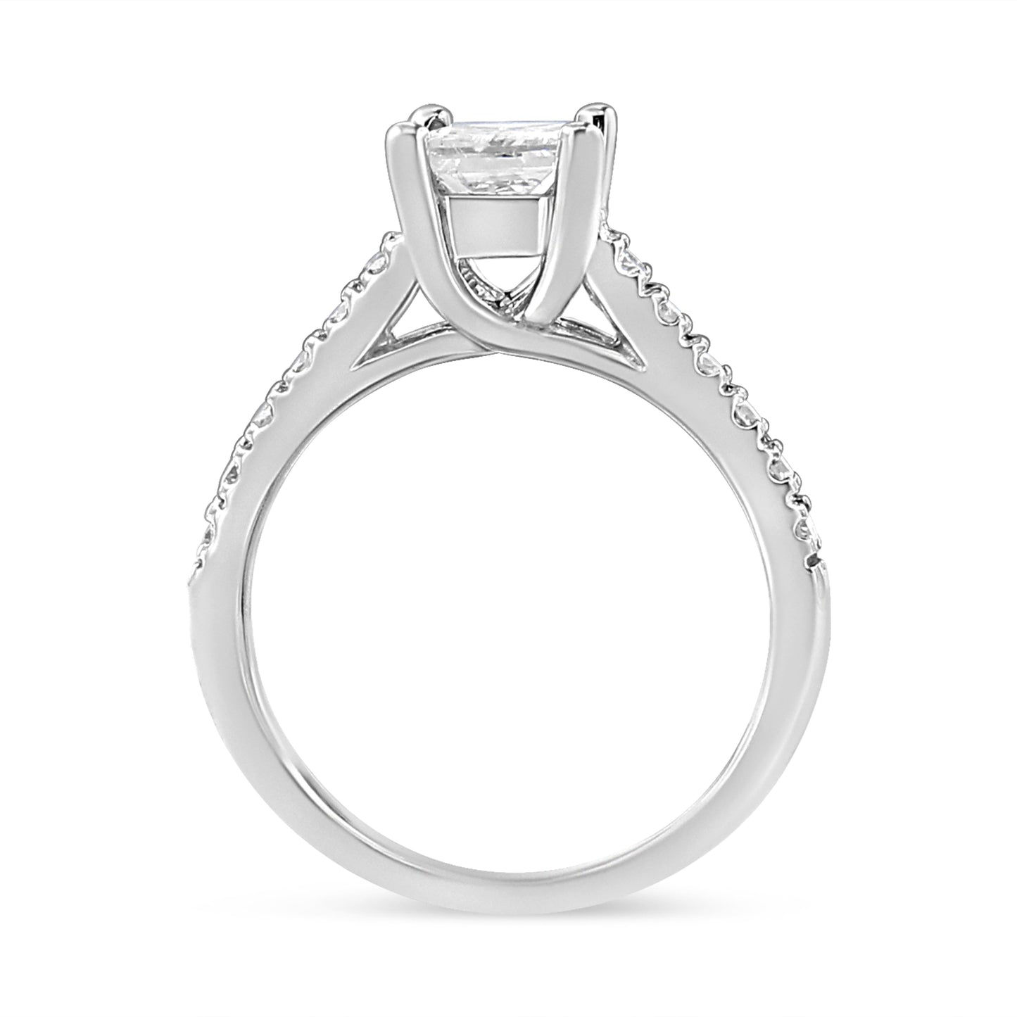14K White Gold 1 1/5 Cttw 4-Prong Set Princess Diamond Classic Engagement Ring (I1-I2 Color, H-I Clarity) Ring Size 7