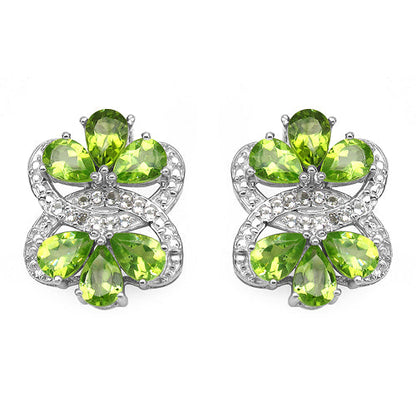 8.77 Carat Genuine Peridot & White Topaz .925 Sterling Silver Earrings