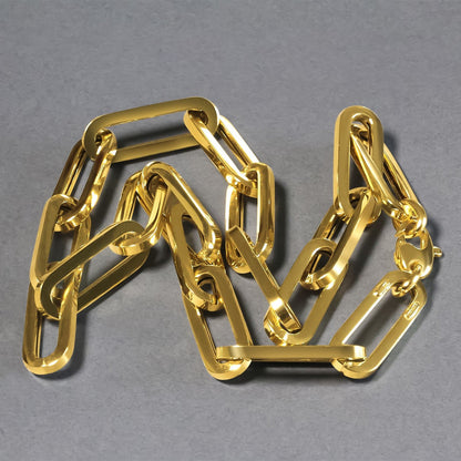 14k Yellow Gold Extra Wide Paperclip Chain Necklace