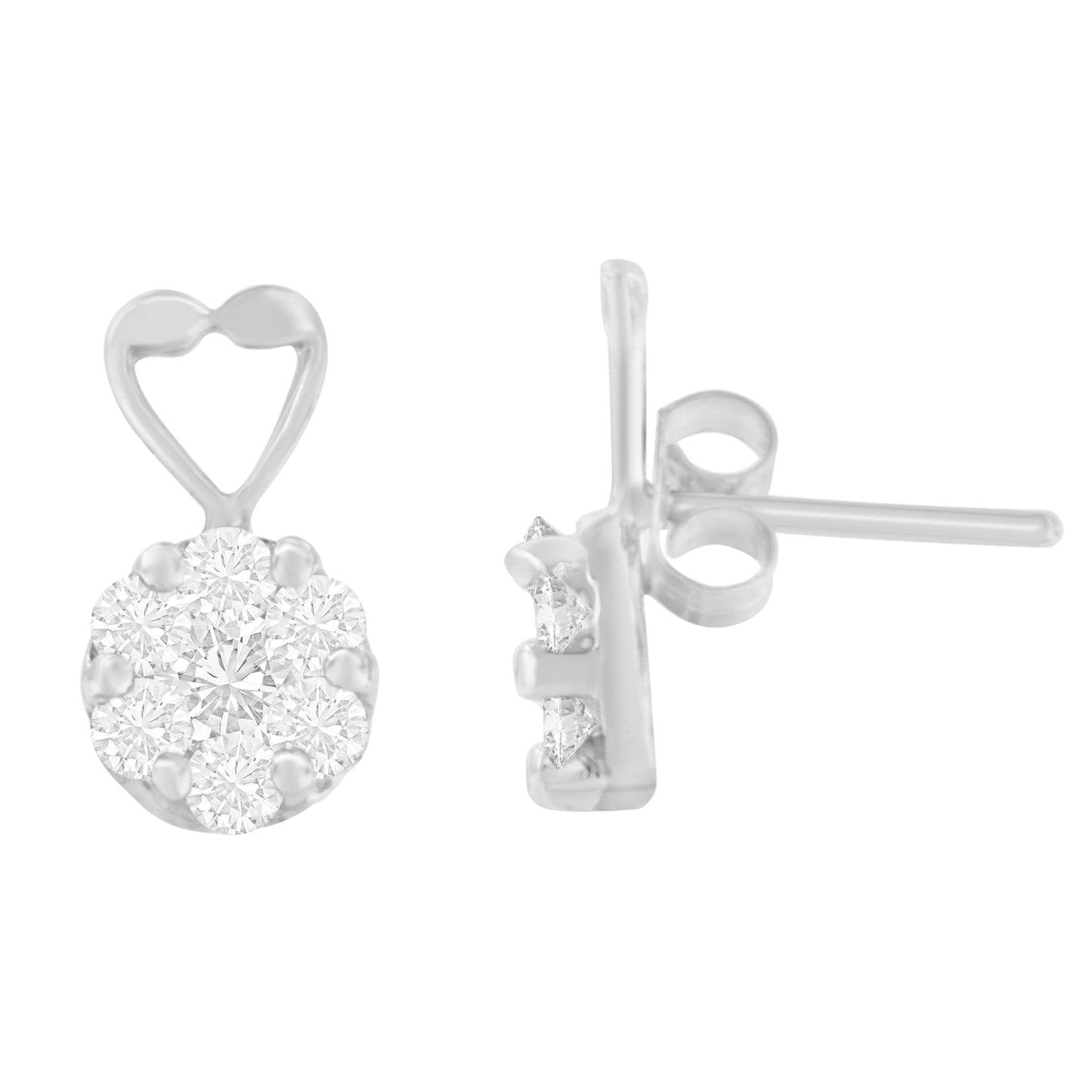 14K White Gold 1 1/4 cttw Round Cut Diamond Earrings (H-I, I1-I2)
