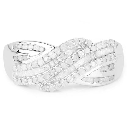 0.64 Carat Genuine White Diamond .925 Sterling Silver Ring