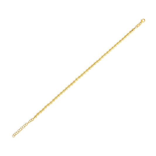 Bracelet perlé espacé en or jaune 14 carats (3,00 mm)