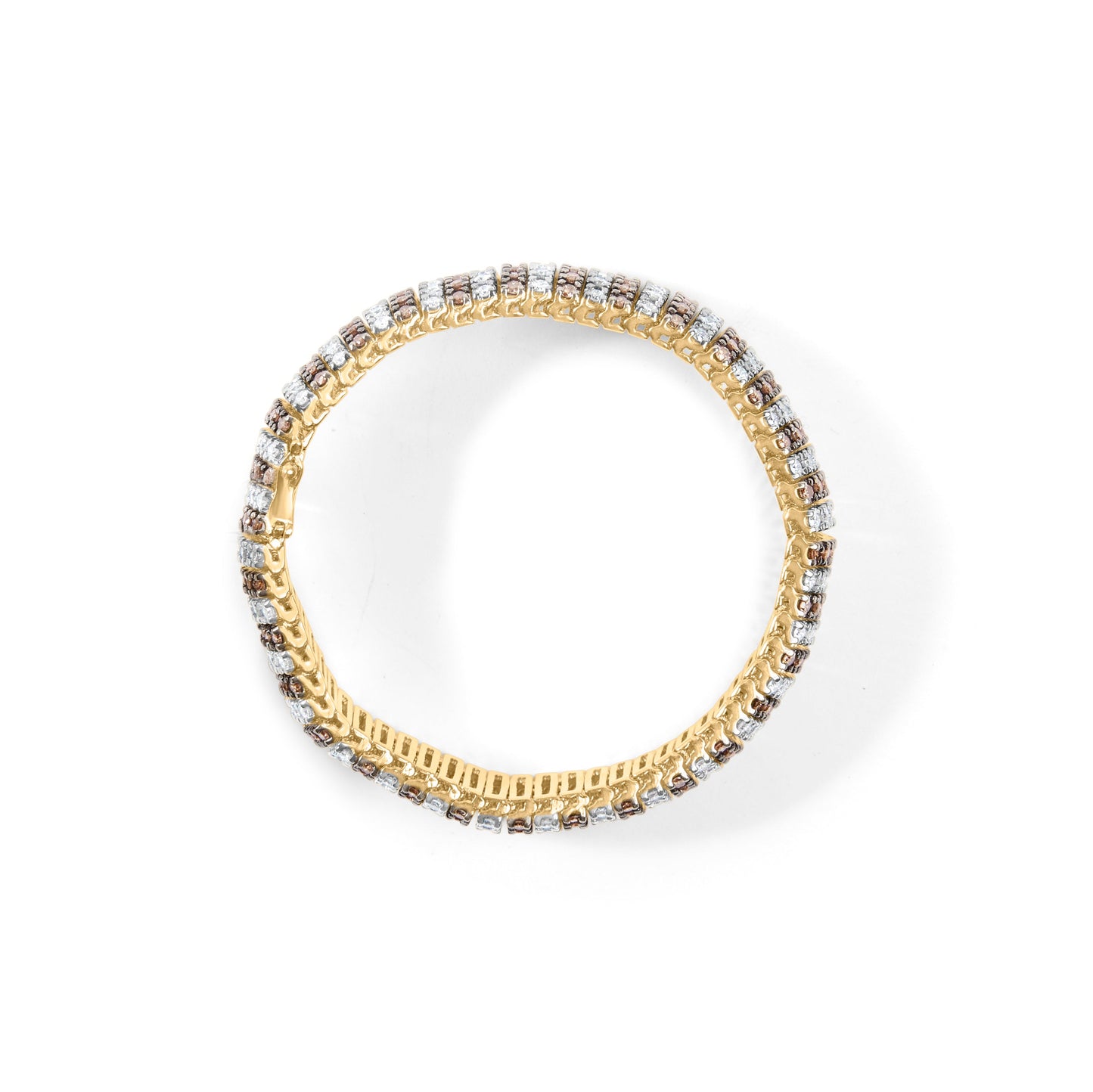10K Yellow Gold 10-1/3 Cttw Alternating Coco Color and White Diamond 5 Row Tennis Bracelet (Brown/H-I Color, SI1-SI2 Clarity) - Size 7.25